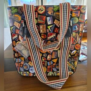 NWT Sydney Love Colorful sturdy world travel Theme Hotels sticker bag Purse Tote